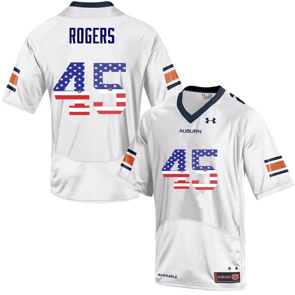 Men's Auburn Tigers #45 Jacob Rogers USA Flag Fashion White College Stitched Football Jersey